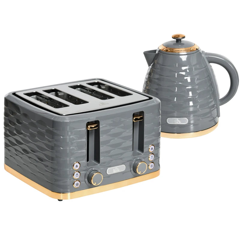 Premium Four-Slice Rippled Toaster in Stylish Grey - Perfect for Even Toasting and Modern Kitchens