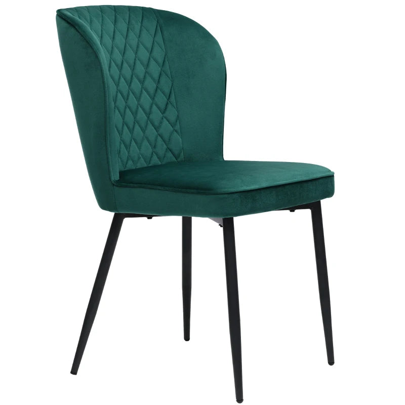 Set of 2 Modern Velvet Wingback Chairs with Metal Legs - Stylish Accent Chairs for Dining Room & Living Room, Green