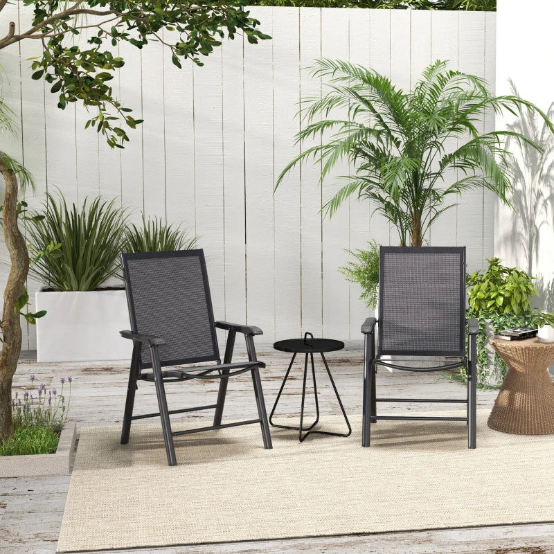 4-Pack Folding Metal Outdoor Chairs with Breathable Mesh Seat, Dark Grey