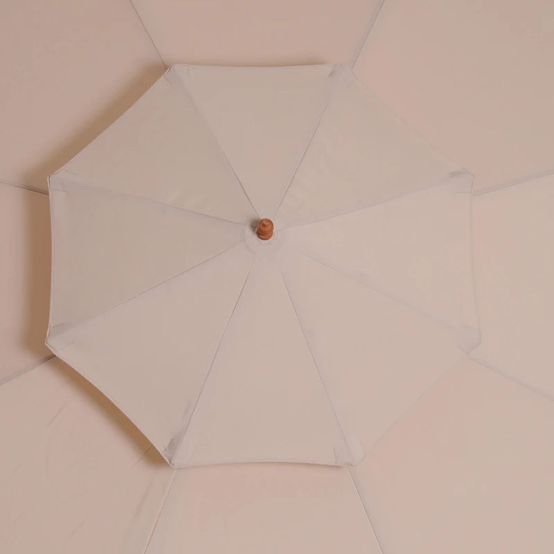 Beige Double Tier Bamboo Garden Parasol Umbrella