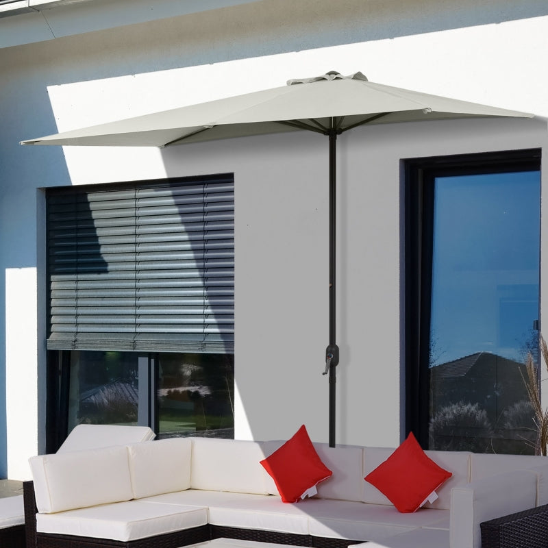 Beige Half Round Balcony Parasol with Crank Handle (2.3m) - Base Not Included