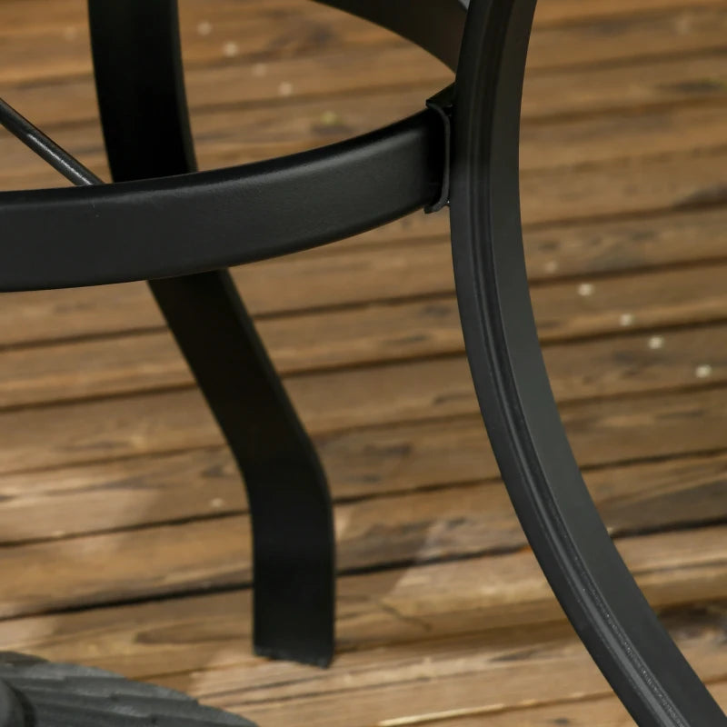 Black Round Outdoor Dining Table for Four with Parasol Hole