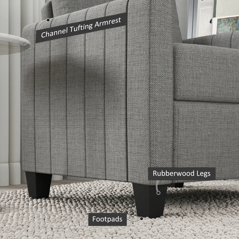 Modern Light Grey Linen-Look Armchair for Stylish Living Room Seating