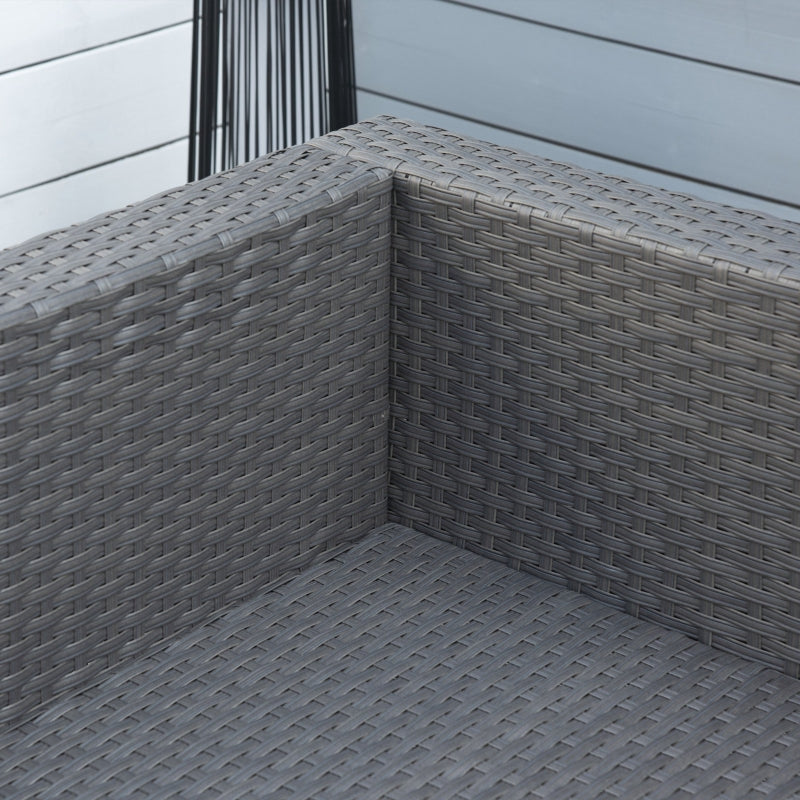 9-Seater Rattan Corner Sofa Set - 10 Pieces With Grey Frame and Dusty Blue Cushions