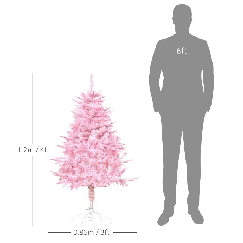 4FT Pink Artificial Christmas Tree with Automatic Open - Perfect Holiday Decoration for Home Parties and Festive Celebrations