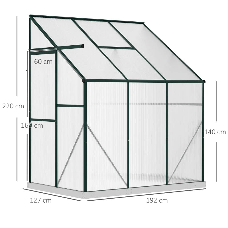 Green 6x4ft Lean-to Greenhouse with Roof Vent for Plants