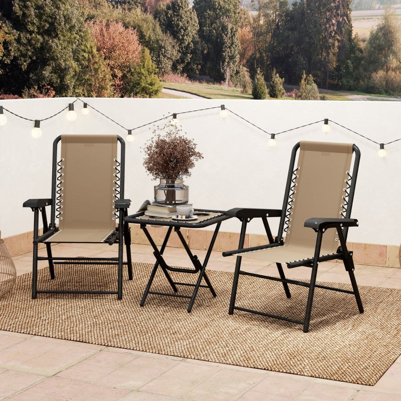 Three-Piece Khaki Garden Table and Chair Set - Outdoor Furniture, Compact Size