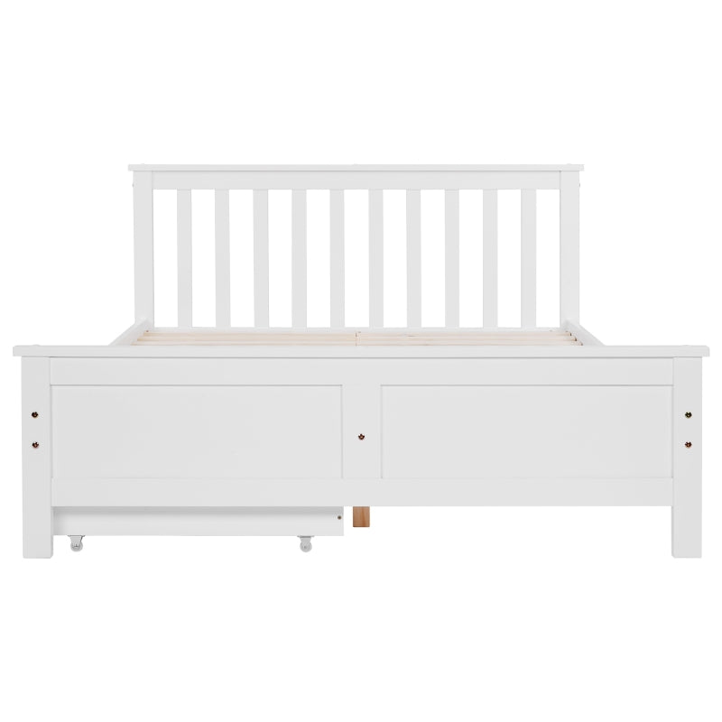 Wooden Solid Pine Divan Storage Bed with Drawers - Double Bed Frame for Adults & Kids, 196x146x82 cm, White