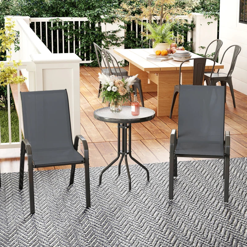 Three-Piece Grey Outdoor Garden Furniture Set - Perfect for Patios and Balconies