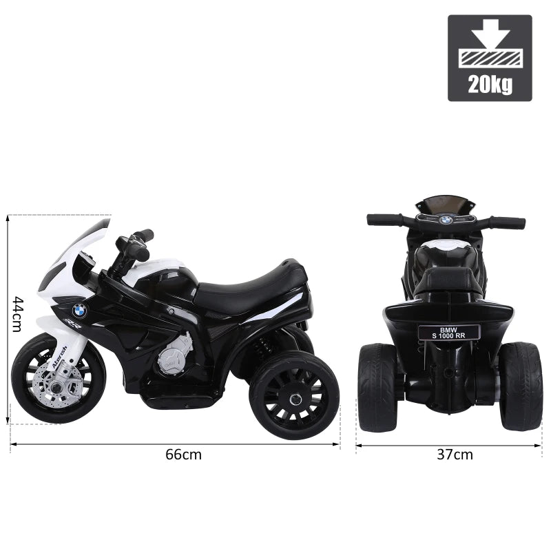 Electric Kids Ride On BMW Motorbike with Headlights Music 6V Black Toy Vehicle