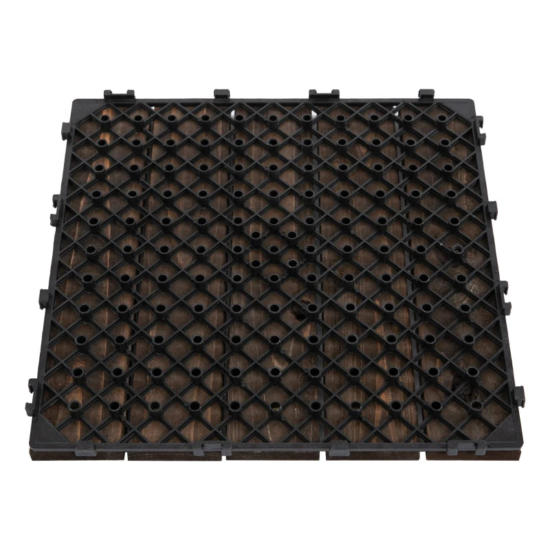 x27 Pack of 30 x 30 cm Solid Wood Decking Tiles - Interlocking