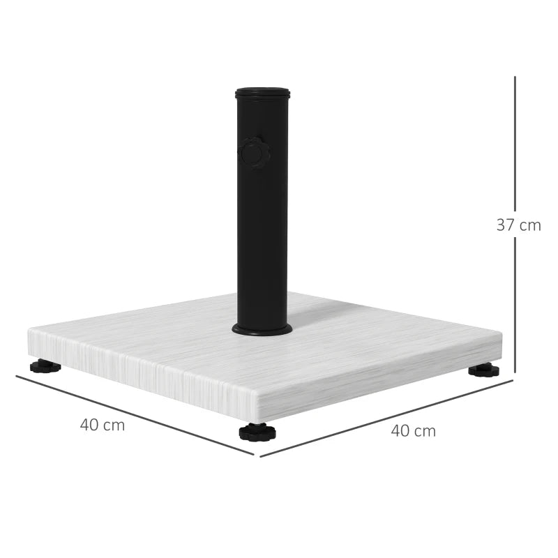 Adjustable White Concrete Garden Parasol Base with Wood Effect - 38mm/48mm Pole Holder