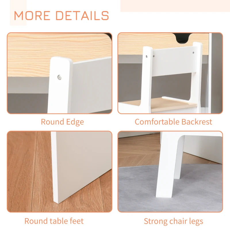 Kids Desk and Chair Set - 2-Piece Study Table with Storage Drawer & Bookshelf for Ages 3-6 - Ideal for Writing & Drawing