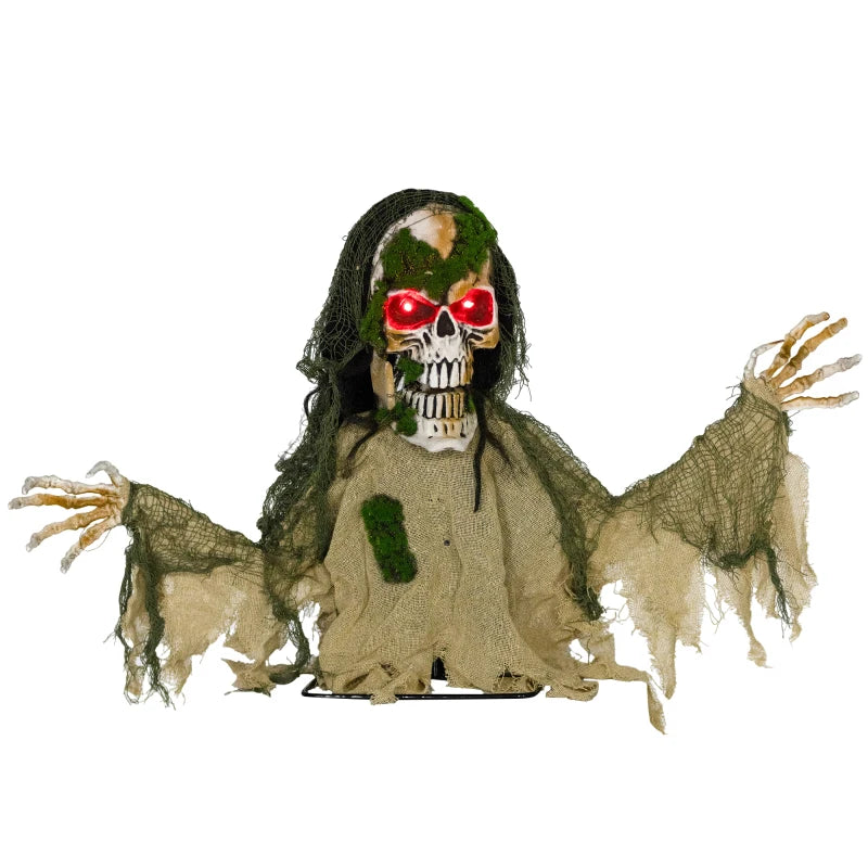 Halloween Animated Skeleton with LED Eyes - Scary Half-Body Decoration, Battery Operated Indoor Party Prop
