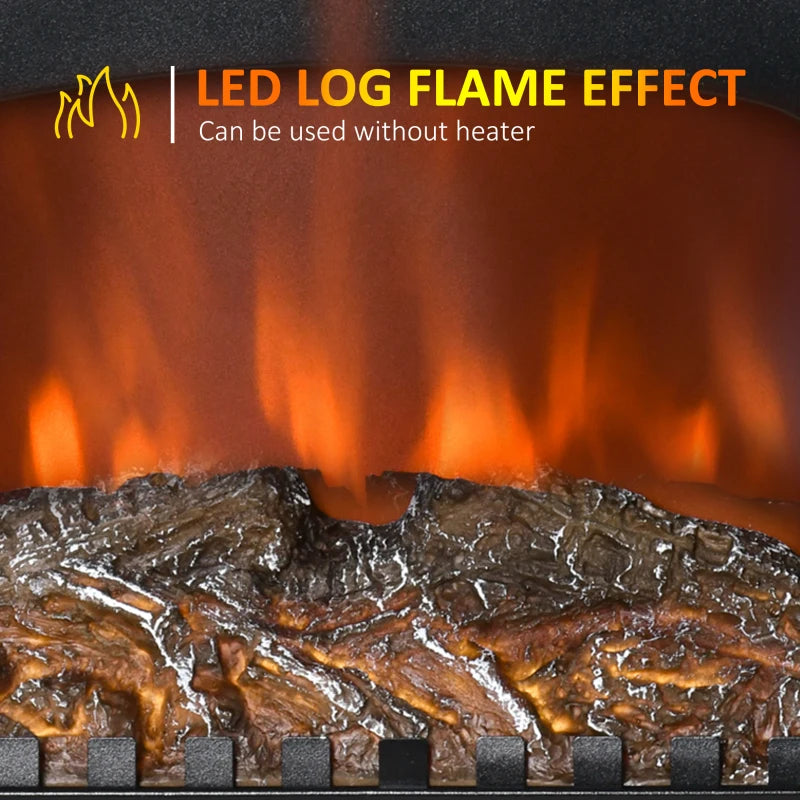 Electric Fireplace Stove Heater with LED Flame Effect Freestanding Portable Overheat Protection 1000W 2000W Black