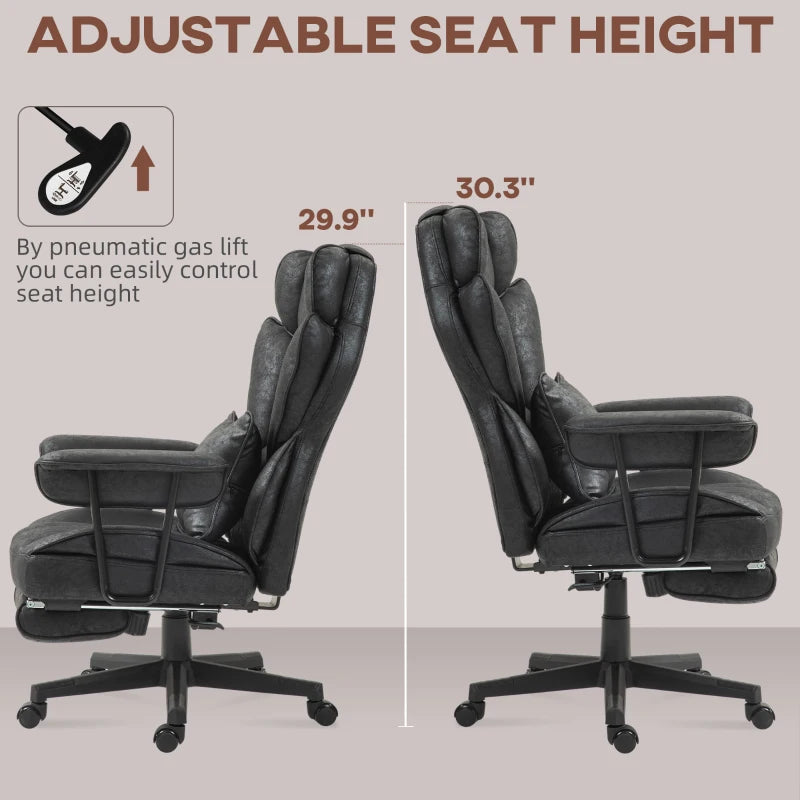 Ergonomic Office Chair with 6-Point Massage & Heat, Reclining Function, Lumbar Support, Foot Rest, Height-Adjustable, Black
