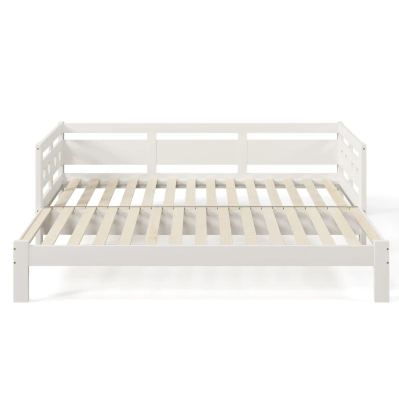 Heart-Shaped Wooden Daybed Frame with Trundle for Kids and Adults White Sofa Bed