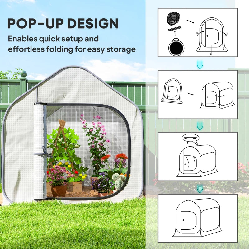 150 x 148cm Pop-Up Greenhouse - White Garden Plant Tent