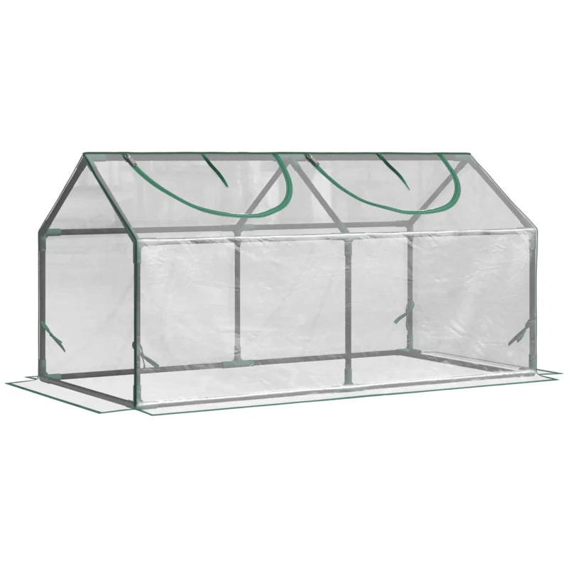 Clear Portable Mini Greenhouse for Garden with Zipped Windows, 120 x 60 x 60 cm