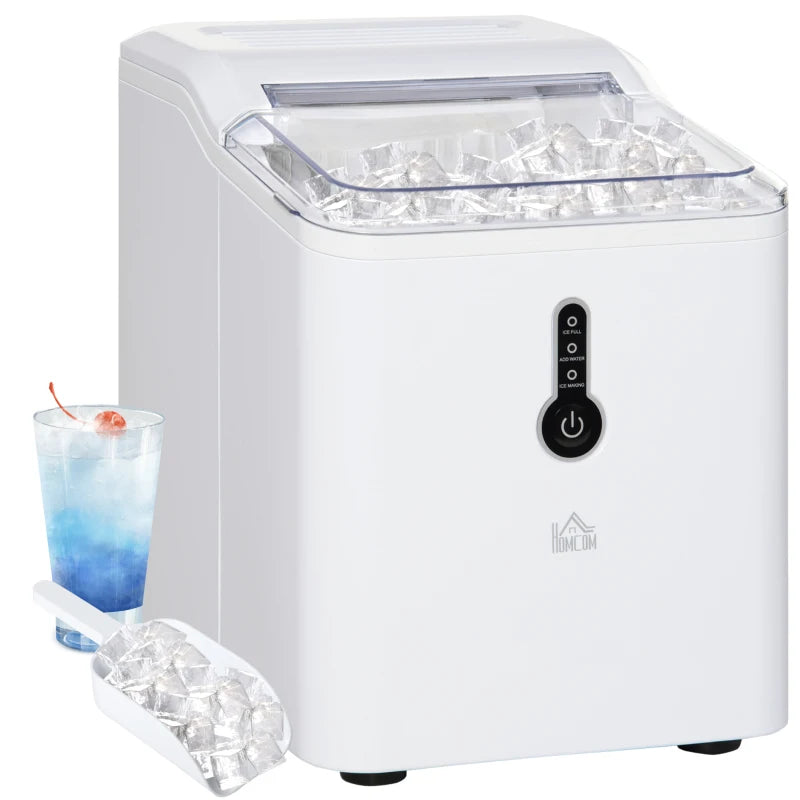 Compact Ice Maker Machine - 1.5L Countertop, Self-Cleaning, 9 Cubes in 8 Mins, 12kg/24hrs, No Plumbing, White