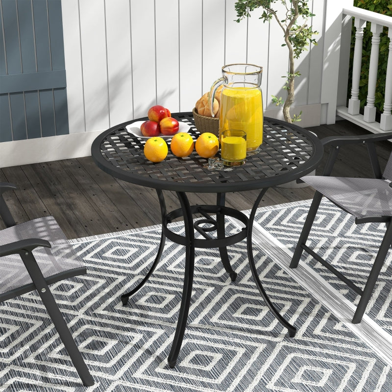 Round Aluminium Garden Table with 50mm Parasol Hole - Grey