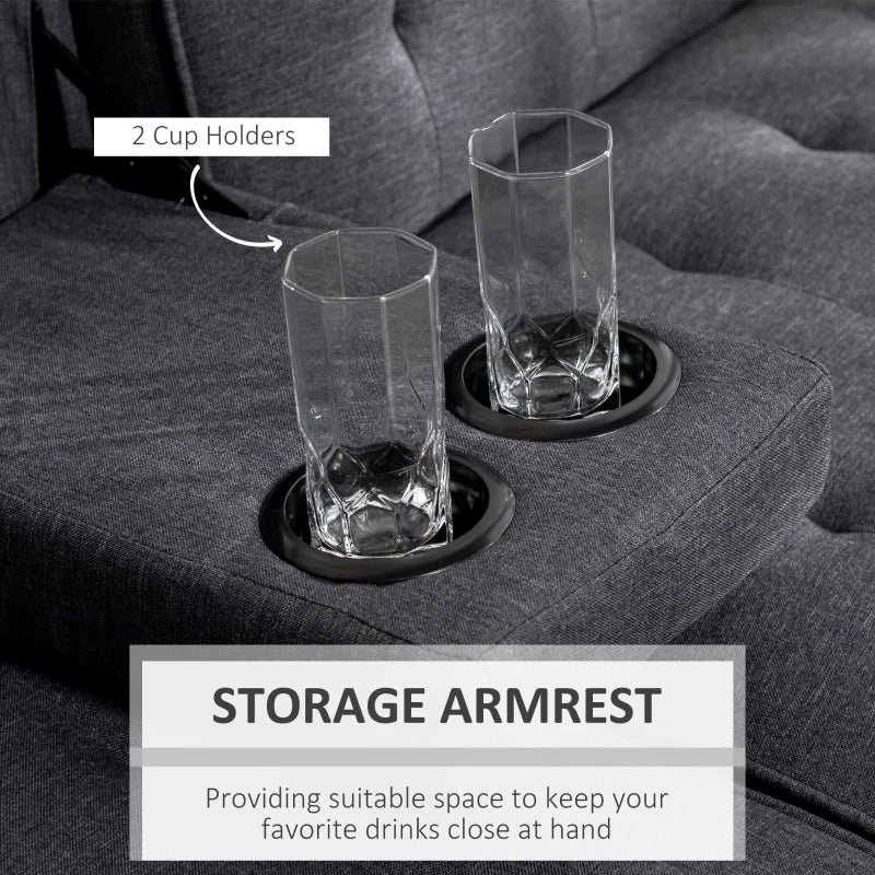 Grey Three-Seater Sofa Bed with Cupholders for Comfort and Style in Your Living Room