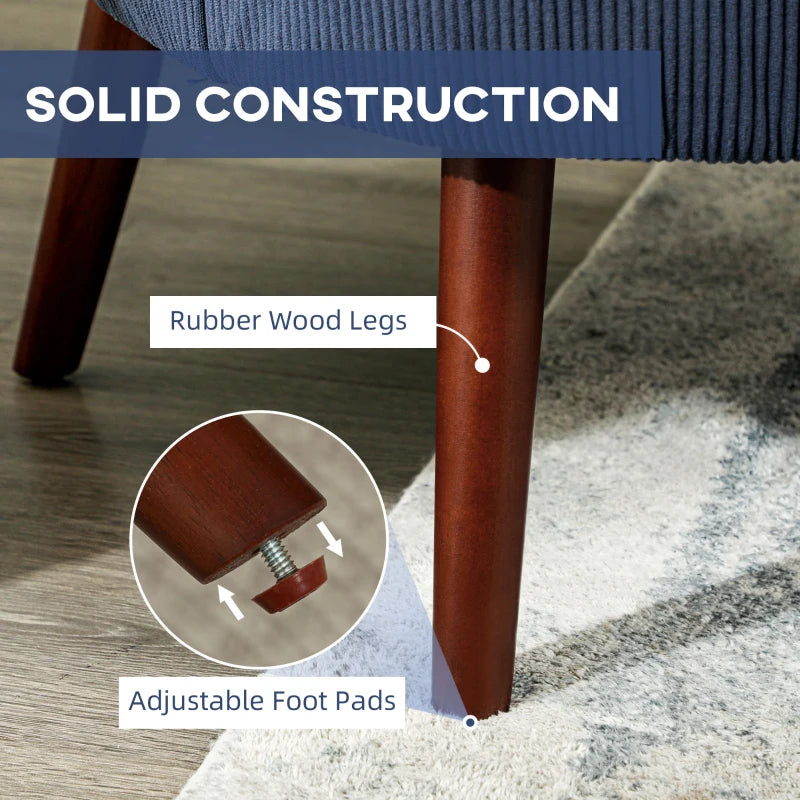 Blue Corduroy Retro Accent Chair for Stylish Living Room Decor