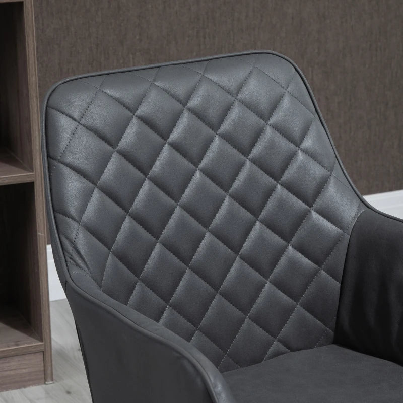 Vinsetto Grey Office Desk Chair - Leather-Feel Swivel Computer Chair with Rolling Wheels & Adjustable Height for Home