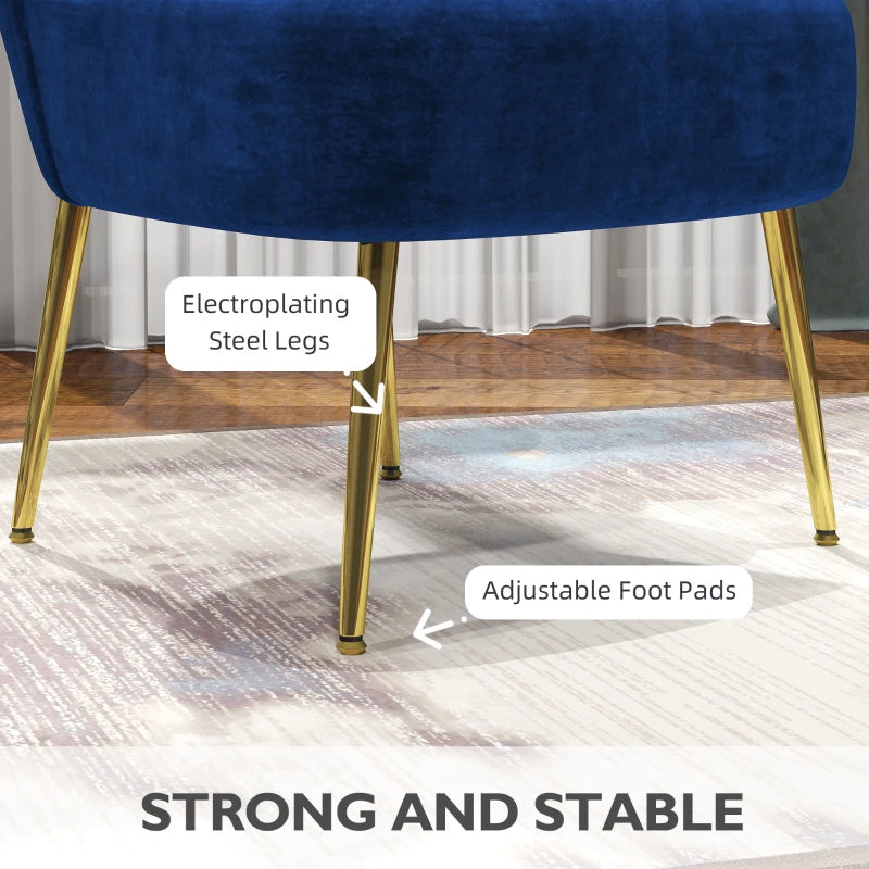 Velvet-Feel Dark Blue Tub Accent Chair for Stylish Living Room Decor