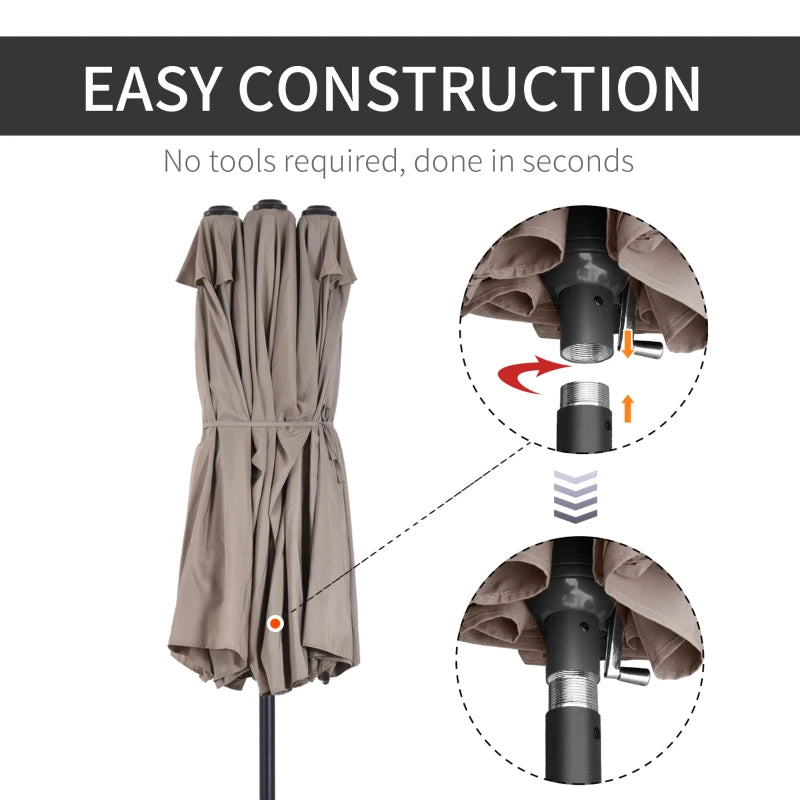 Double-Sided Tan Patio Sun Umbrella - 4.6m