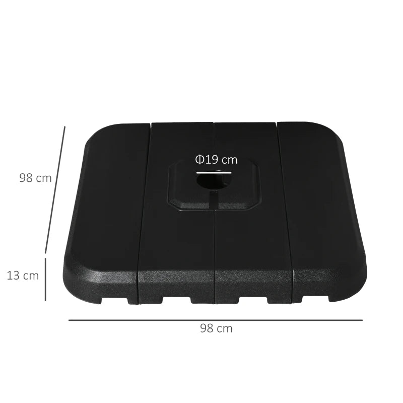 Black Cantilever Umbrella Base Set, 130kg Sand or 90kg Water Filled