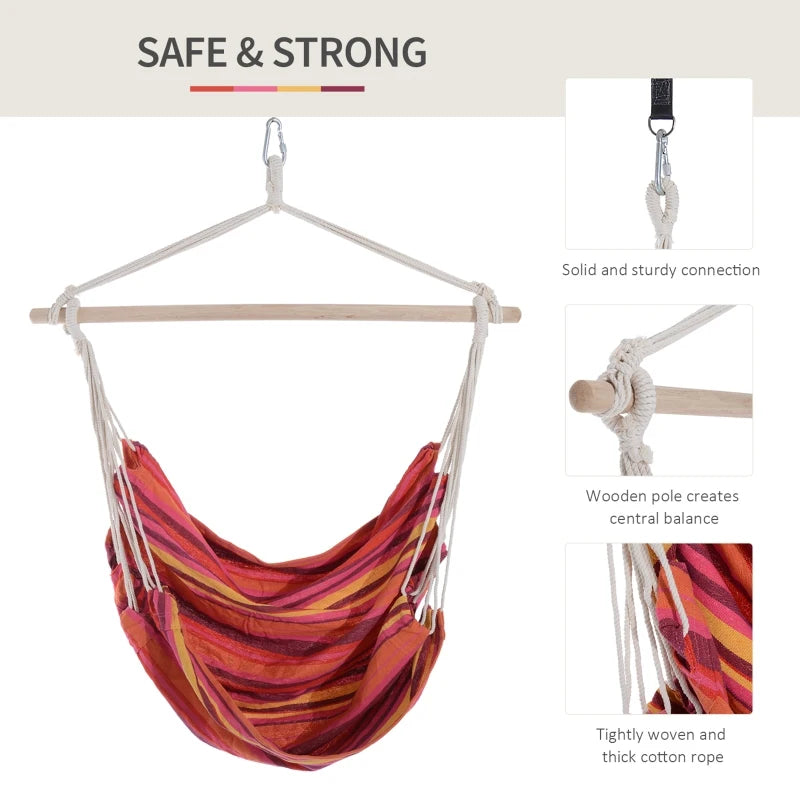 Red Outdoor Hanging Rope Hammock Chair