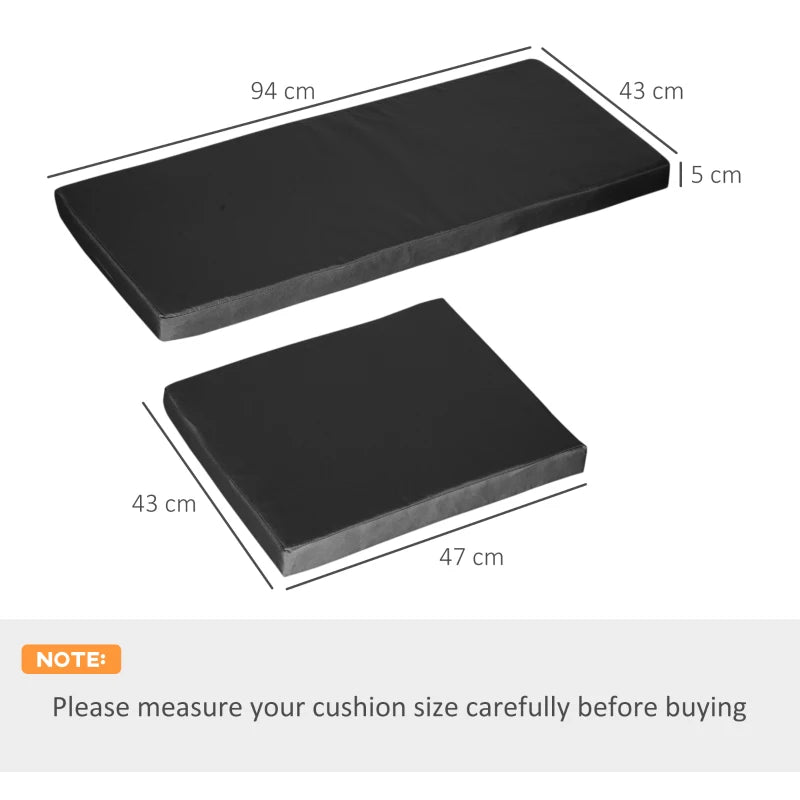 Black Outdoor Seat Cushion Pads for Rattan Furniture - 3 Piece Set, 45x45 cm