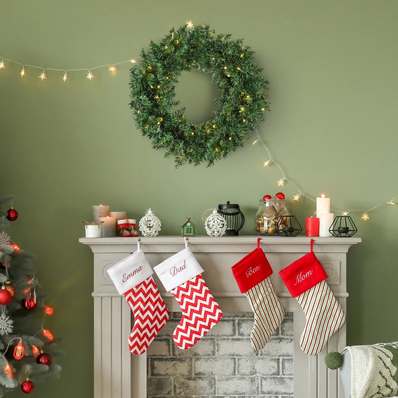 55CM Pre-lit Christmas Wreath with 50 Warm White LEDs - Perfect Artificial Door Decoration for Holiday Cheer