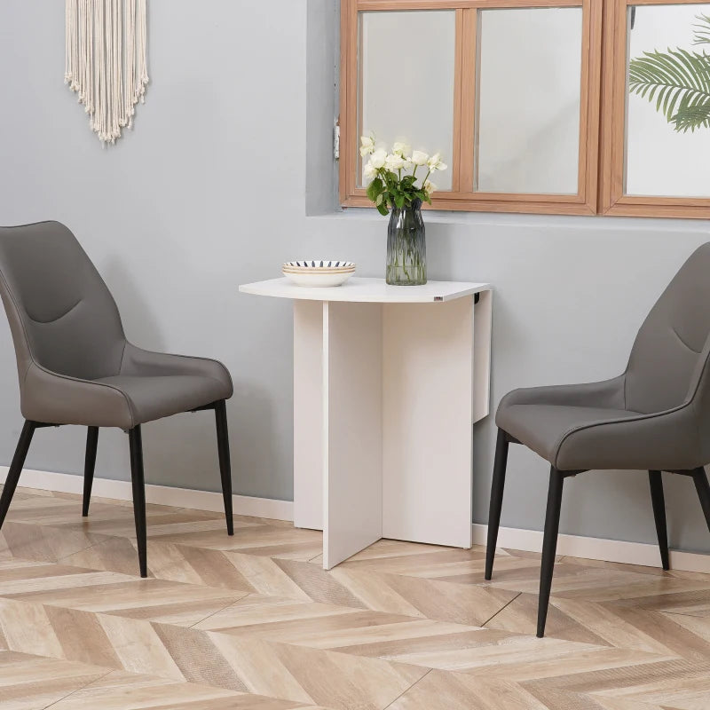 Stylish Four-Person Drop Leaf Dining Table in White - Space-Saving Design for Modern Homes and Small Dining Areas