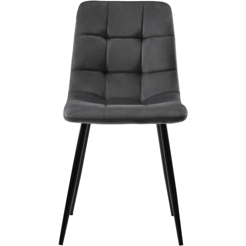 Set of 4 Ergonomic Velvet Dining Chairs with Metal Frame and High-Density Foam Padding in Grey