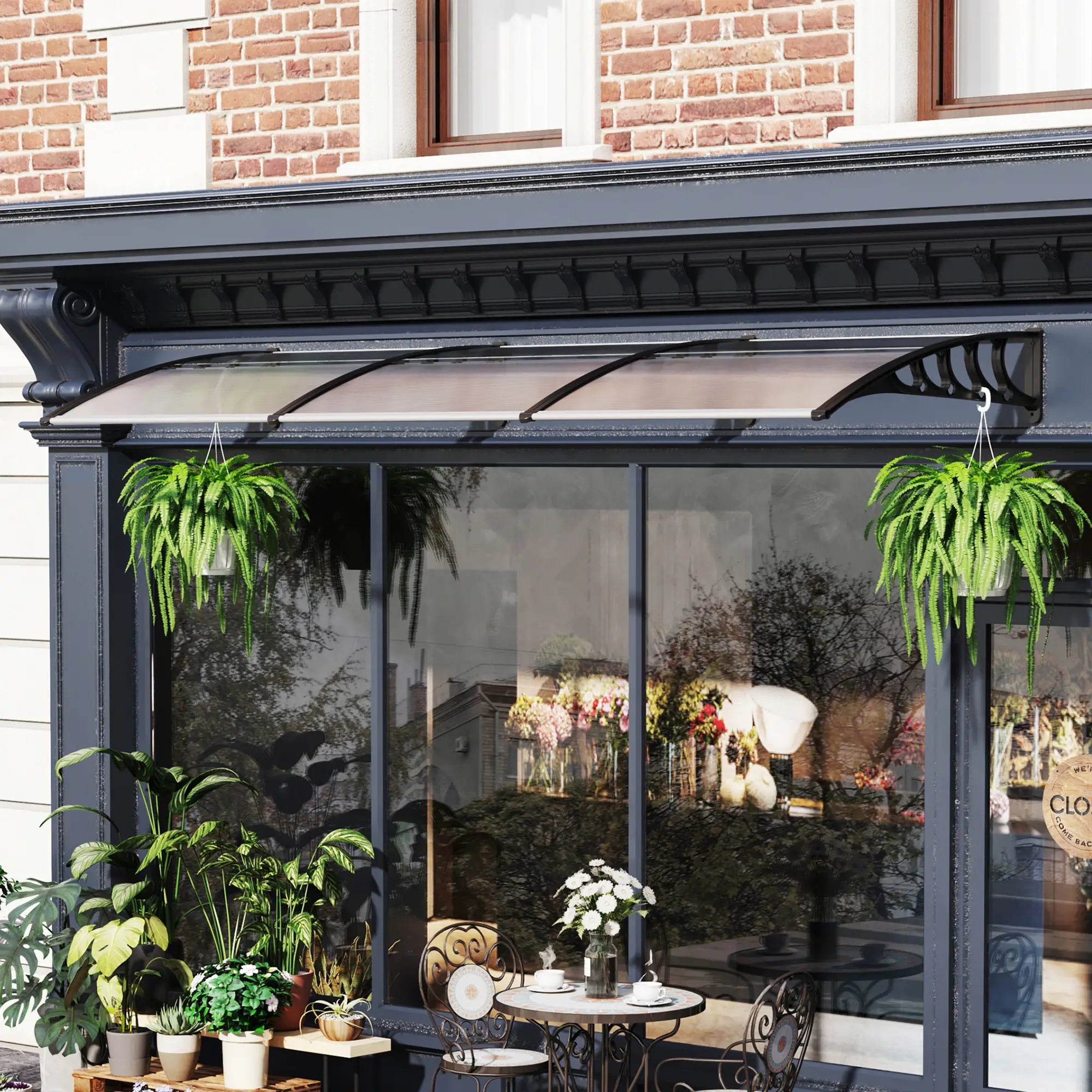 303 x 96cm Front Door Canopy - Clear - Rain Shelter for Window, Porch and Front/Back Doors