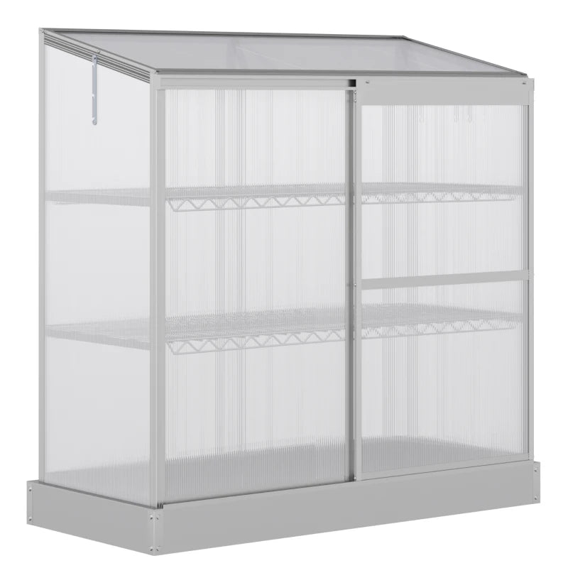 Greenhouse Cold Frame with Transparent Polycarbonate Board - Green - 131x58x140 cm