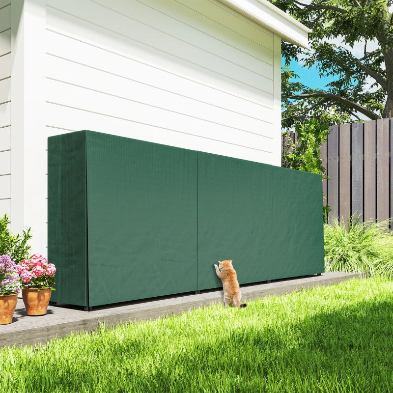 Heavy Duty Firewood Rack with Waterproof Cover - Indoor/Outdoor Log Storage Holder, 300x36x99 cm, Dark Green