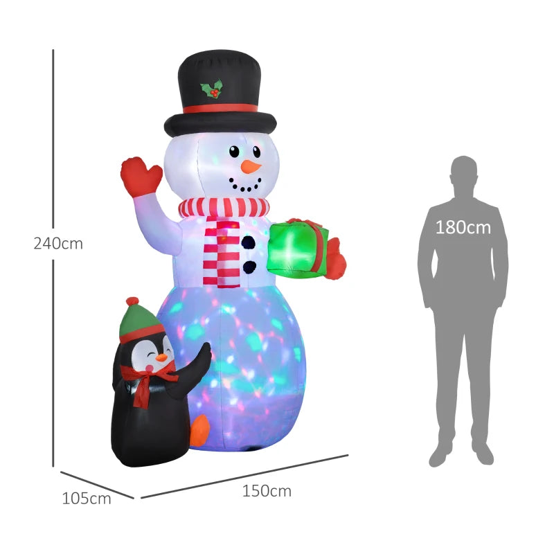 8ft Inflatable Christmas Snowman with Accessories - Perfect Holiday Decor for Outdoor Festivities and Winter Wonderland Displays