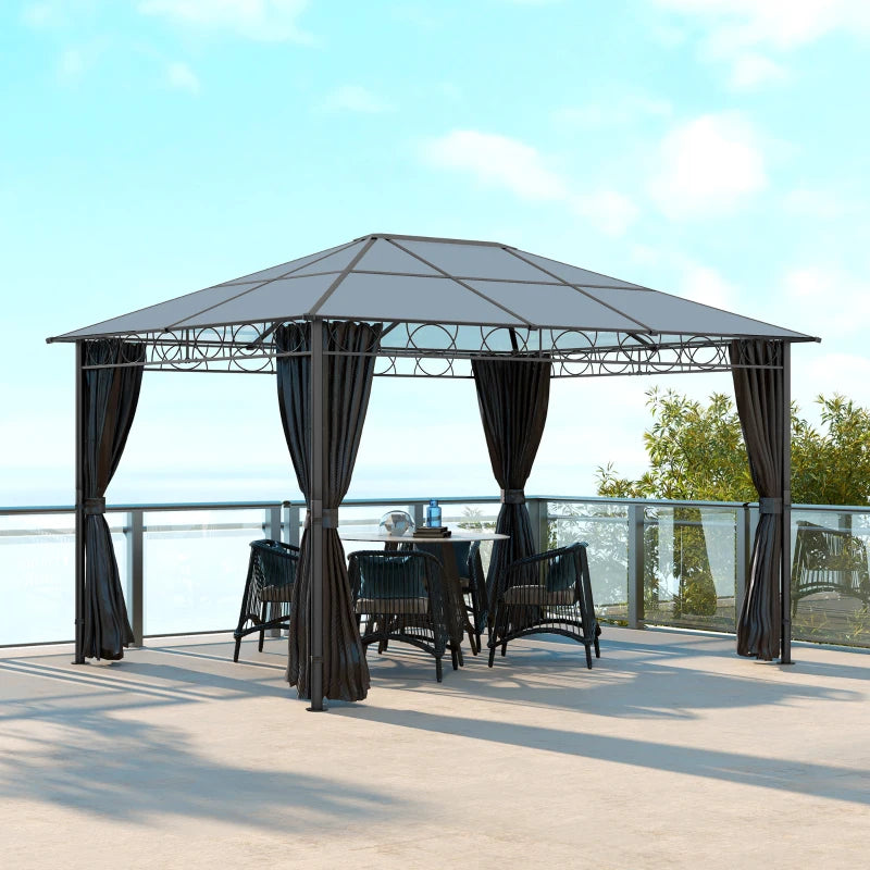 3m x 4m Grey Hardtop Gazebo With Steel & Aluminium Frame