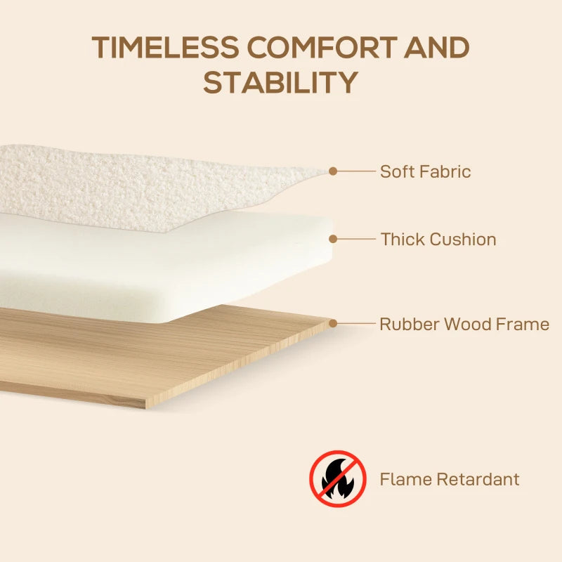 Cream White Small Sherpa Fabric 2 Seater Sofa Settee for Compact Living Spaces