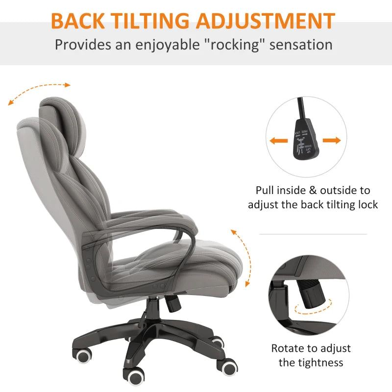 Vinsetto Grey Office Chair with 6-Point Massage & Back Heat, Ergonomic PU Desk Chair with Padded Seat & Tilt Function