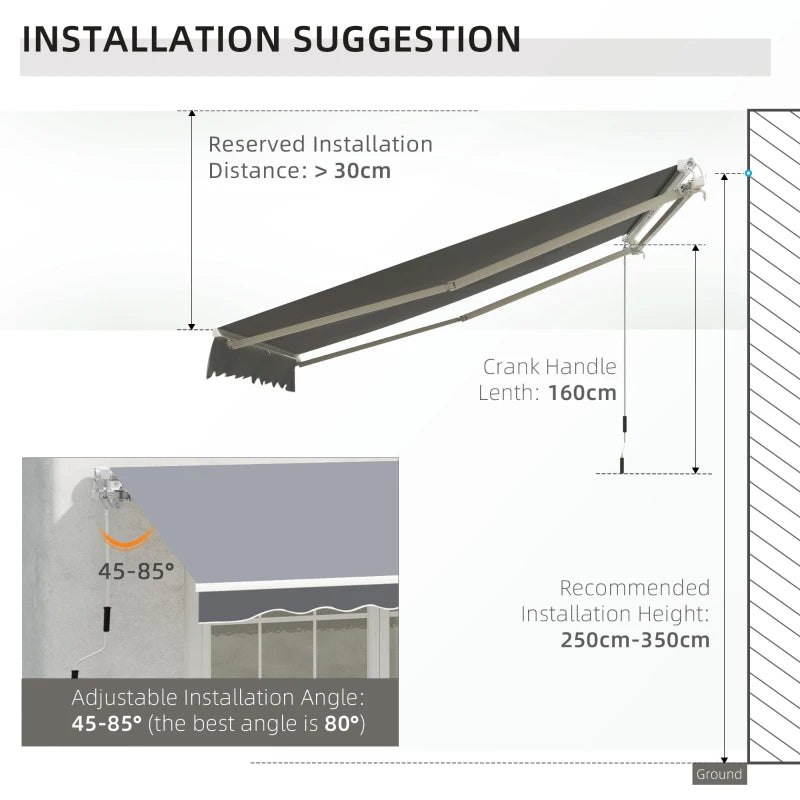 Light Grey 2.5m x 2m Garden Patio Manual Awning Canopy