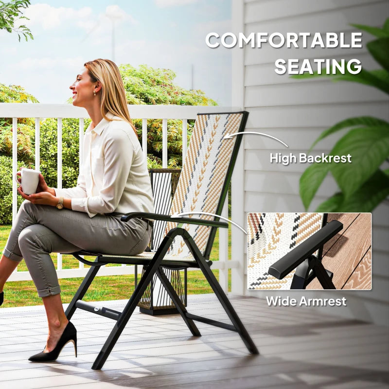 Stylish Orange Rattan Reclining Garden Chairs - Comfortable Outdoor Seating for Relaxation and Sunbathing