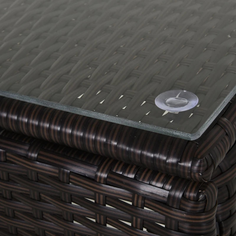 Brown Rattan Outdoor Recliner Set with Wheels and Cushions