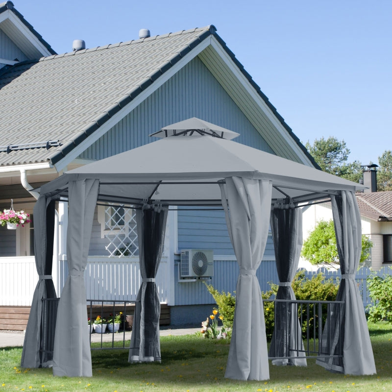 Grey 3m x 3m Hexagon Gazebo