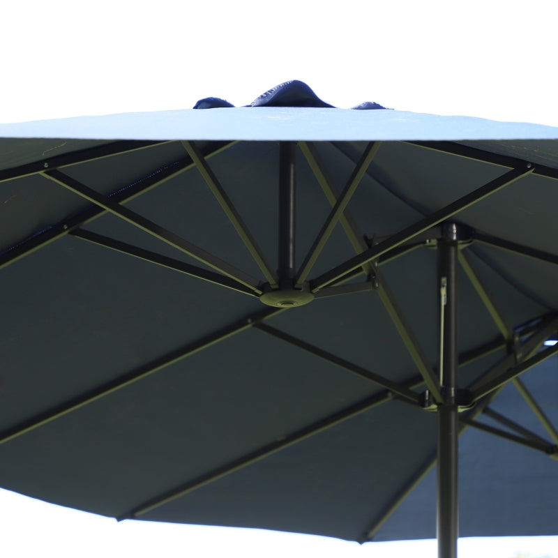 Blue Double-Sided Patio Umbrella - 2.7m Diameter