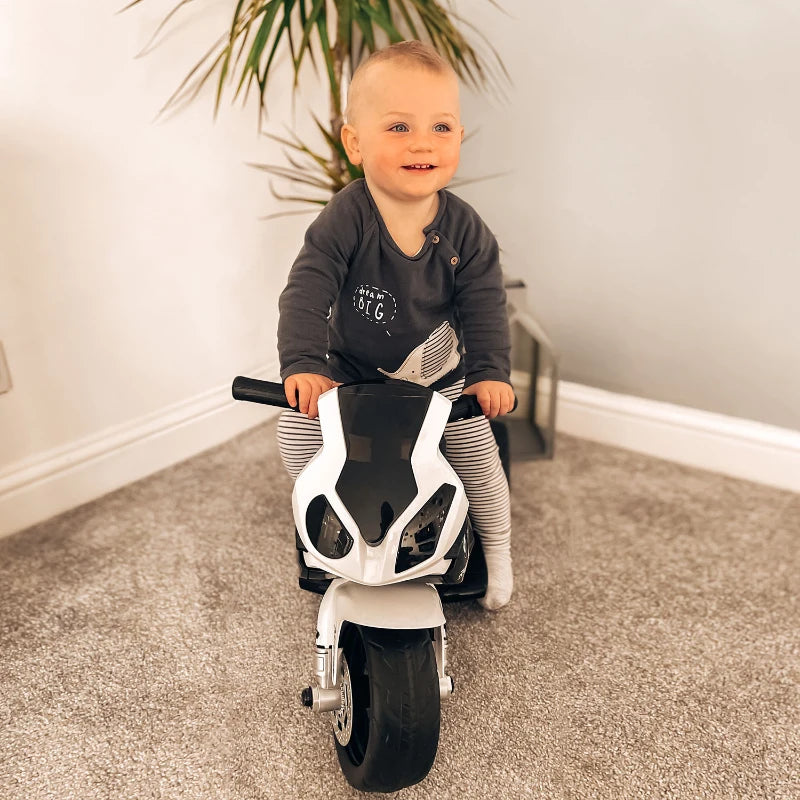 Electric Kids Ride On BMW Motorbike with Headlights Music 6V Black Toy Vehicle