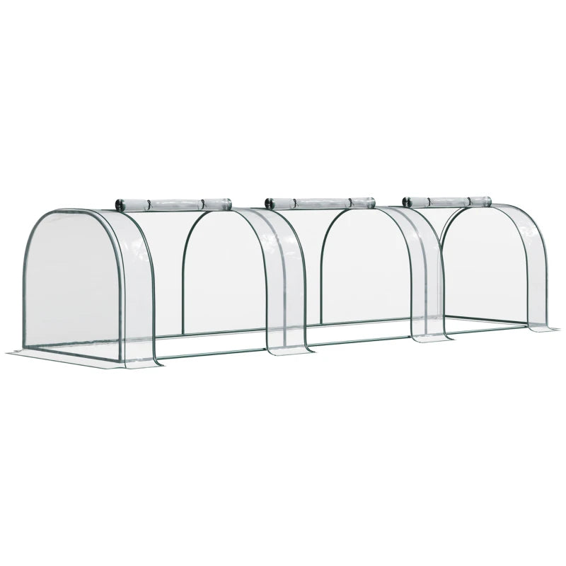 Green PVC Tunnel Plant Grow House with Zipper Doors, 350x100x80 cm